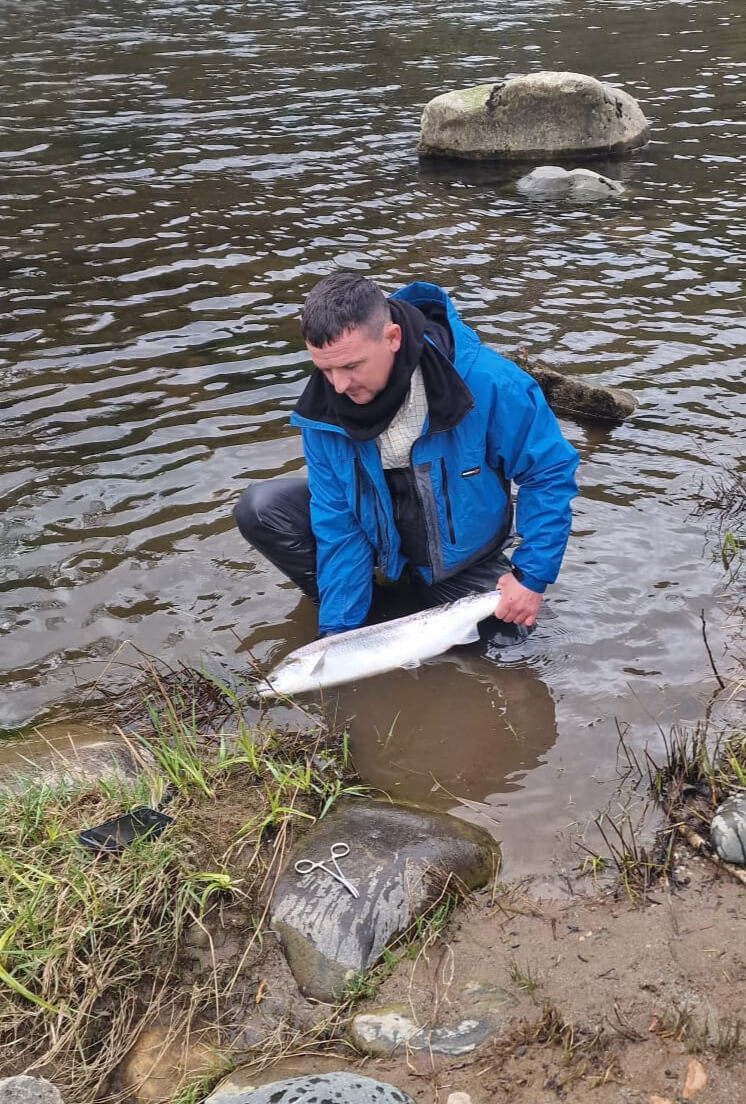 Ollie Braithwaite with salmon 2 from Canterland
